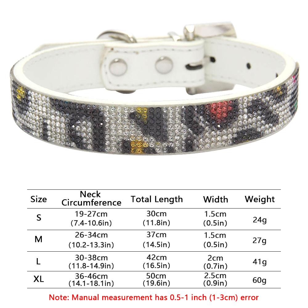 Classic Dog Collar,Colorful Crystal Diamond Buckle Sparkle Leopard Print Leather with Rhinestones Collar for Small Dogs Medium Cats Dogs