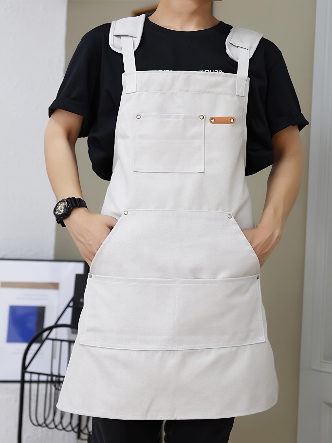 

Men s Solid Work Apron With Kangaroo Pocket Durable Carpenter Apron Store Apron For Men Waterproof Apron бежевий