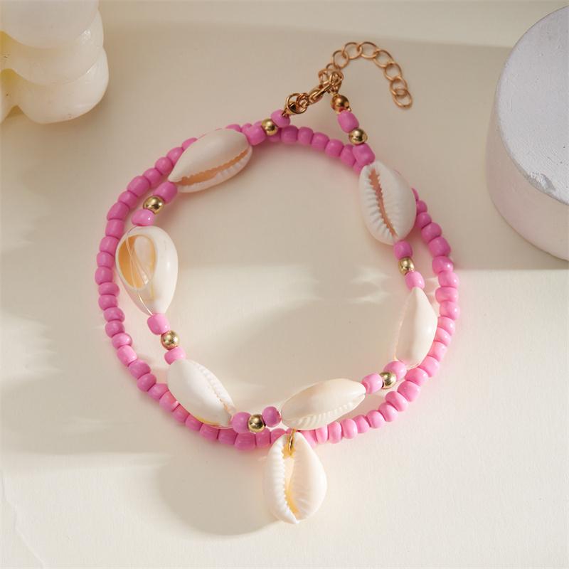 Colorful Starfish Pendant Rice Beads Beaded Anklet for Women Summer Fashion Multi-layer Bracelet Anklet Bohemian Leg Jewelry