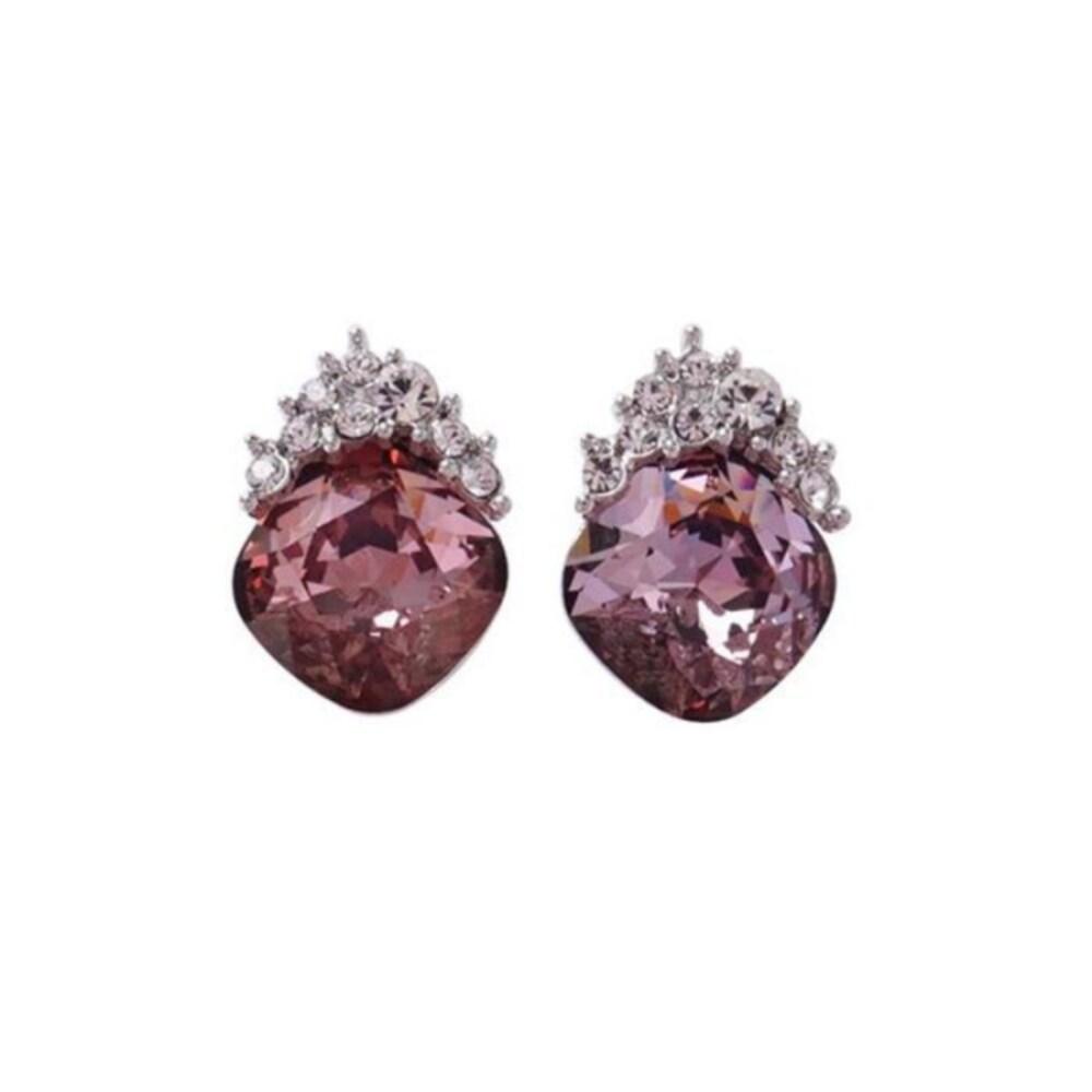 Women's Crystal Crown Amethyst Earrings (12457731)