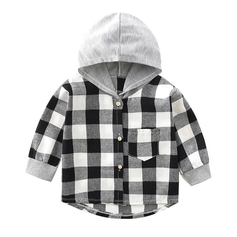 Toddler Boys Hooded Shirts Long Sleeve Cotton Blouse Clothes Jacket Tops