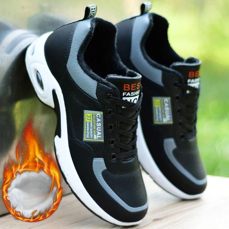 Men Running Shoes Outdoor Sneakers Four Seasons Waterproof Casual Shoes New White Leather Vulcanized Shoes Lace Up Walking Shoe