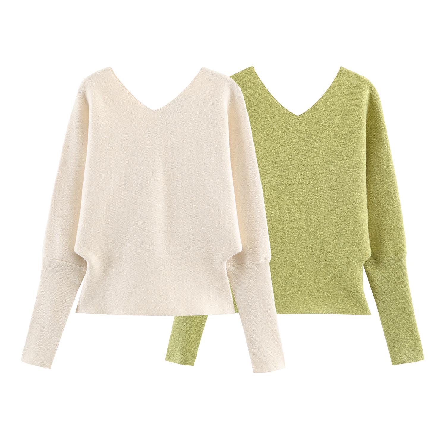 European Fashion V-Neck Knitwear Sweater Large