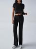 2025 European & American Women's Spring/Summer Solid Color Round Neck Set - Short Sleeve Top & Long Pants