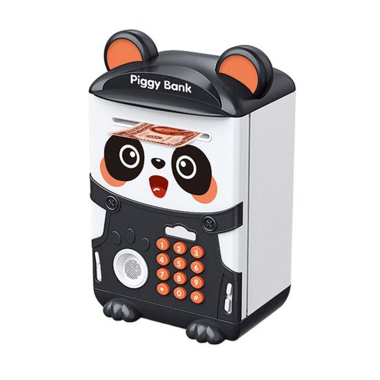 Barn Panda Sparebøsse Auto-Rull Passord Fingeravtrykk Opplåsing Batteridrevet Elektrisk Mynt Seddel Minibank Maskin Gutter Jenter Bursdagsgave