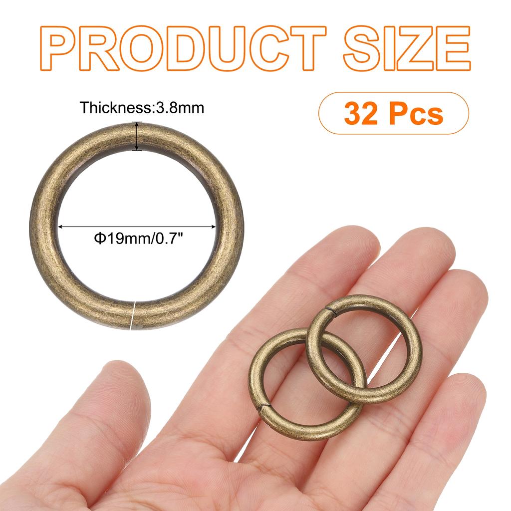 32pcs O Ring Buckle Zinc Alloy Opening O-Rings Clasp Clips for Crafts Keyrings Bags Straps Belts DIY Accessories