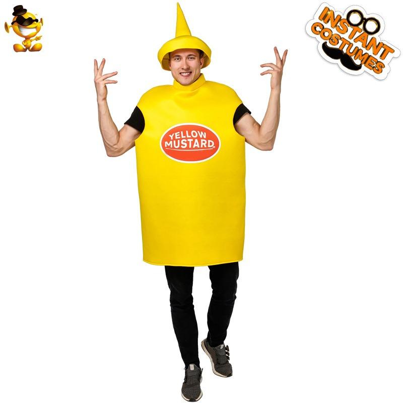 Halloween Adult Couples Mustard Ketchup Costumes, Adult Funny Role-playing Stage Costumes