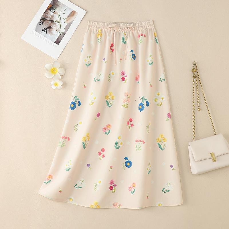 

ZANZEA Женские повседневные свободные летние юбки с эластичной резинкой на талии и цветочным принтом 5XL абрикосовый