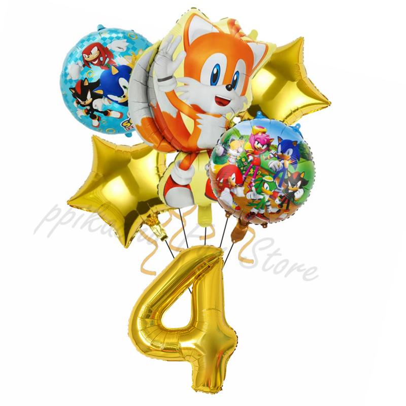 6Pcs Cartoon Hedgehog Balloons Sonic Theme Birthday Party Decoration Balloons For Boys Children Baby Bath Toys