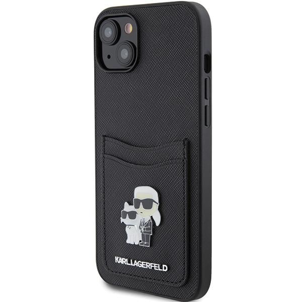 Karl Lagerfeld KLHCP15SSAPKCNPK iPhone 15 / 14 / 13 6.1" black/black hardcase Saffiano Cardslot Karl&Choupette Metal Pin