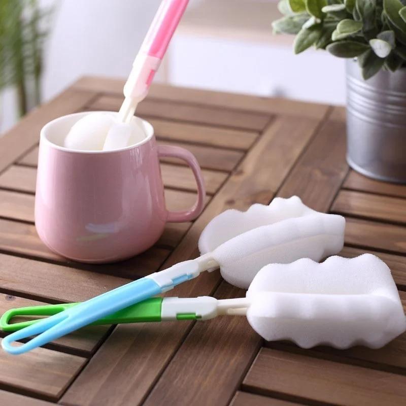 2Pcs Baby Bottle Cleaning Brush Set Sponge Nipple Scrubber Milk Bottle Washer Feeding Cup Cleaner Kitchen Supplies