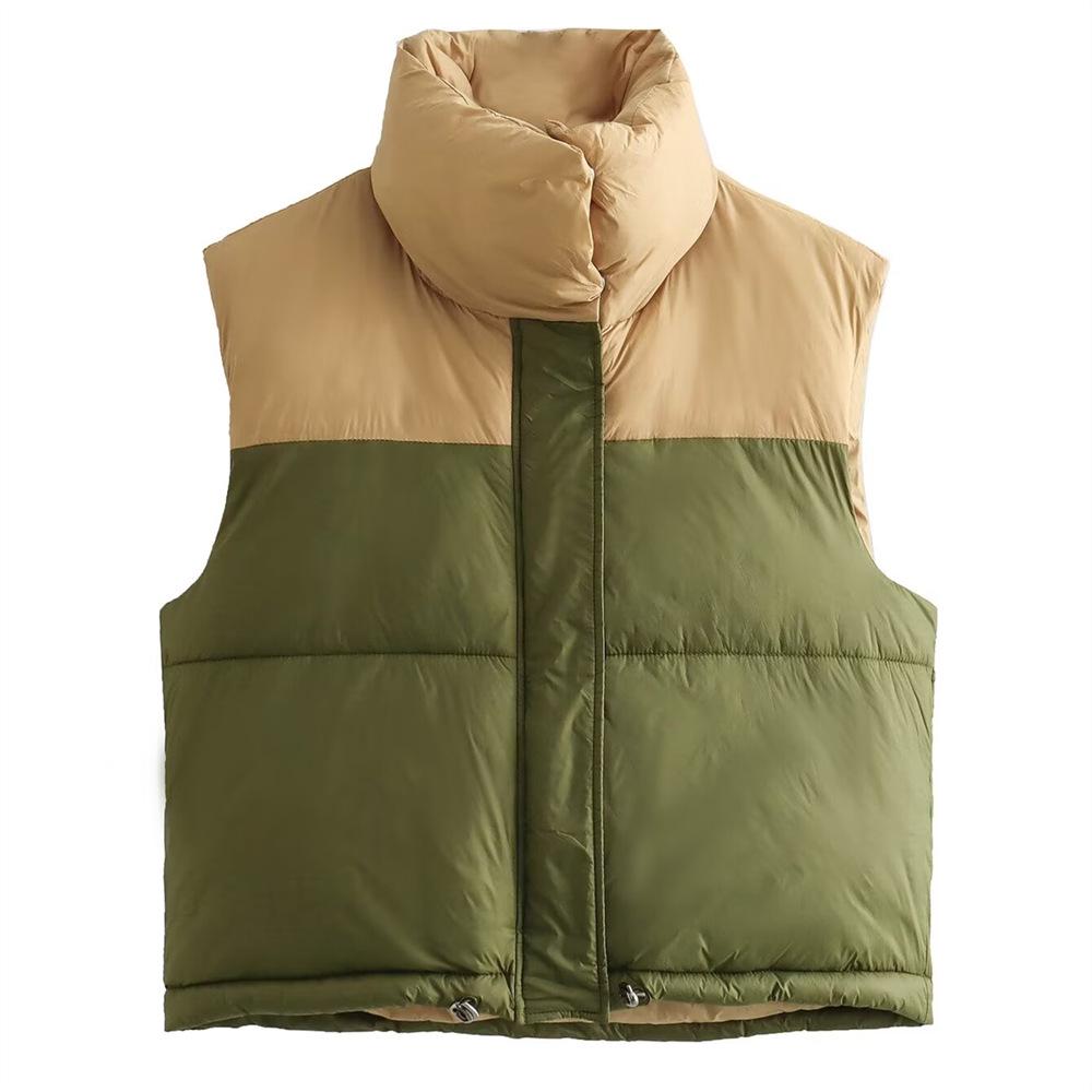 

Женский приталенный хлопковый жилет пэчворк в стиле колор-блок Осень-Зима 2024 L зелёный