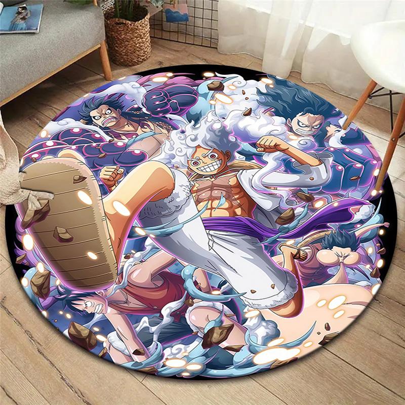 One Piece Gear Round Area Rug Carpet Rug For Living Room Bedroom Sofa Playroom Decor Nonslip Floor Mat