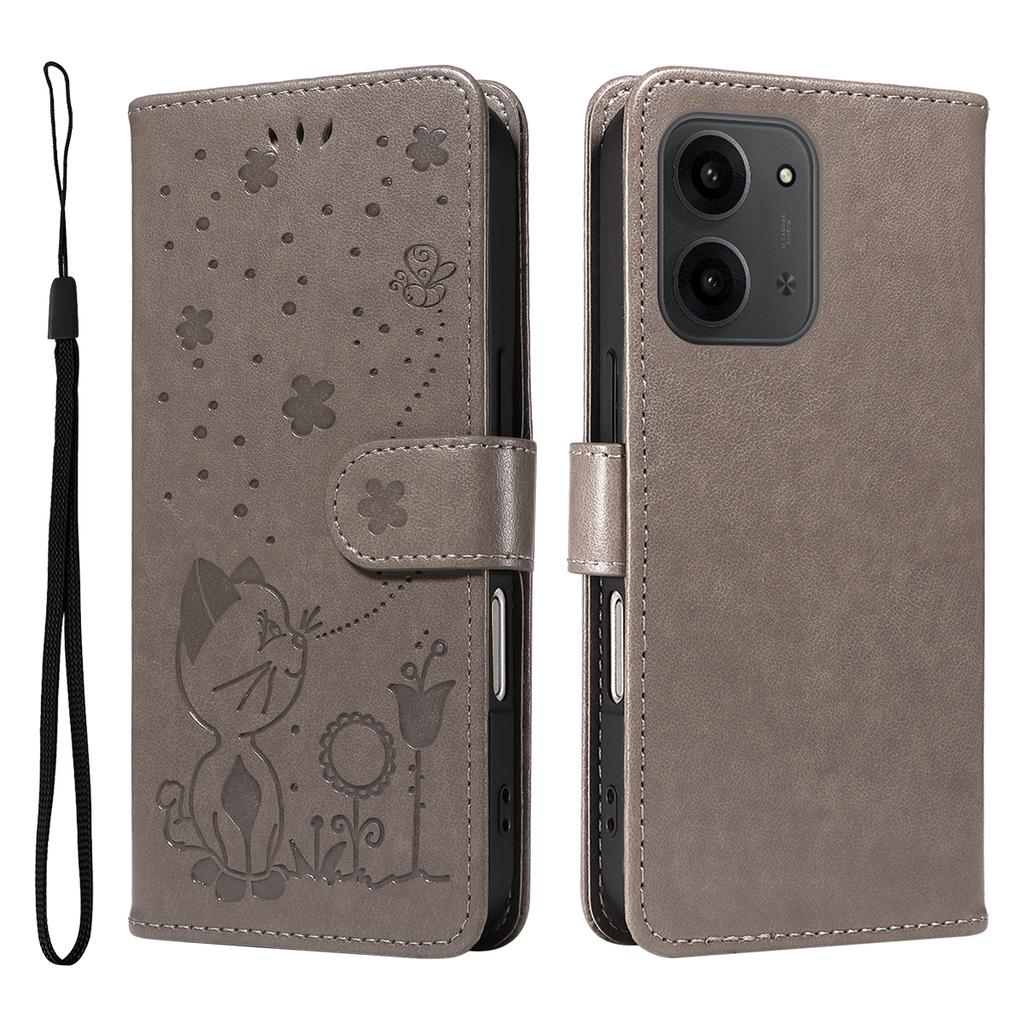 For Xiaomi Redmi 15C 4G (171mm) Leather Wallet Case Cat Bee Pattern Phone Cover Stand
