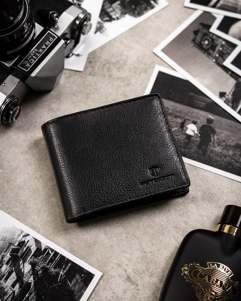 Gift set: men's genuine leather wallet and keychain - Peterson