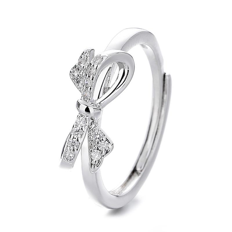 Light Luxury Design Live Adjustable Ring Niche High-end Bow Ring Women s Jewelry 2026 Resizable серебряный