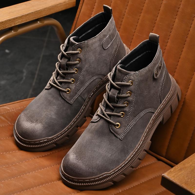 Genuine Leather Men's Ankle Boots Classic Casual Shoes Breathable Walking Hiking Shoes High Quanlity Leisure Boots Winter Shoes