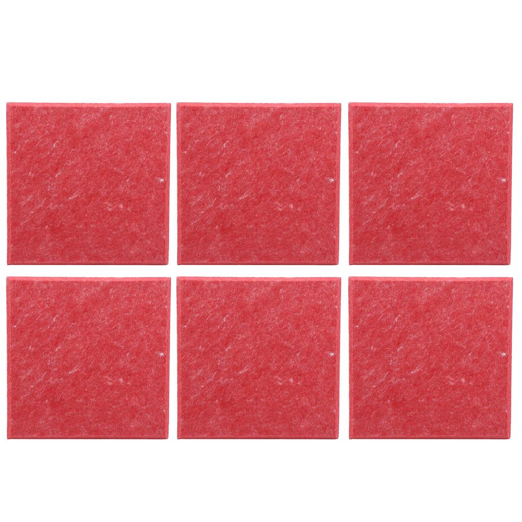 6 szt. Płyta Dźwiękochłonna Akustyczna Poliestrowa Włókna Dźwiękoszczelne Ognioodporne Panele Wyciszające(Czerwony )