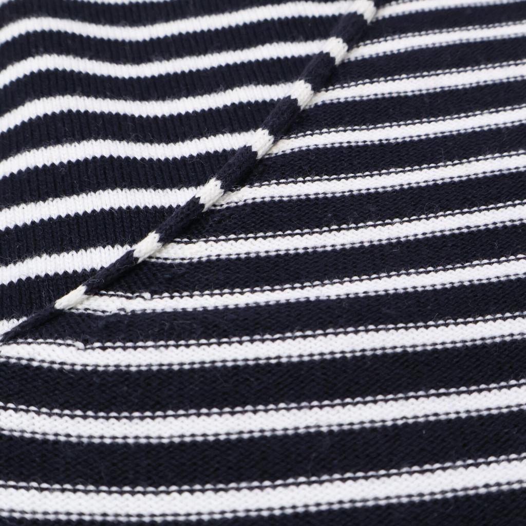 YURI+PARK [Good Condition] 6517-343-0253 Stripe V-neck Knit Sweater/ Tops *There Is No Size Notation. Navy / WhiteUsed