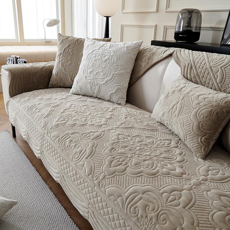 Light Luxury  Autumn And Winter Plush Anti-Skid Sofa Cushion Simple New Milk Plush Sofa Towel Cover Warm Seat Cushion