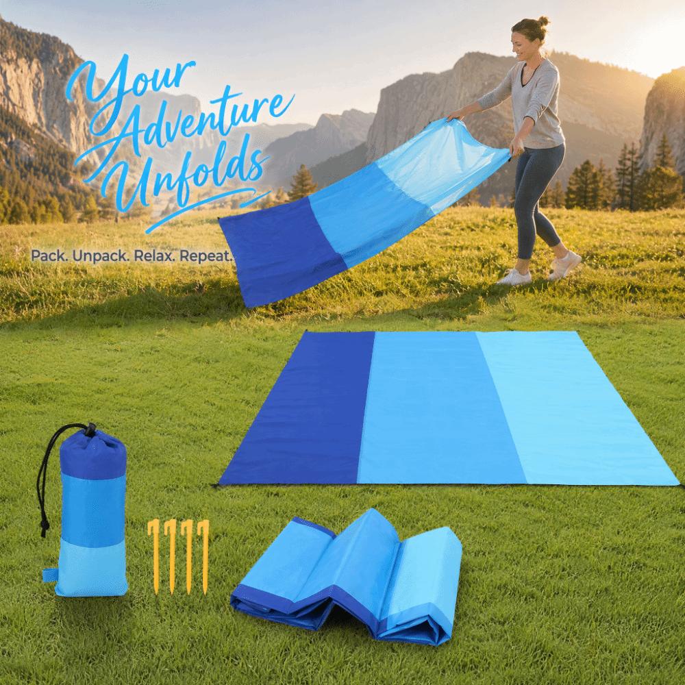Polyester Fabric Picnic Mat Blue Outdoor Mat Quick Dry Beach Blanket  Picnics
