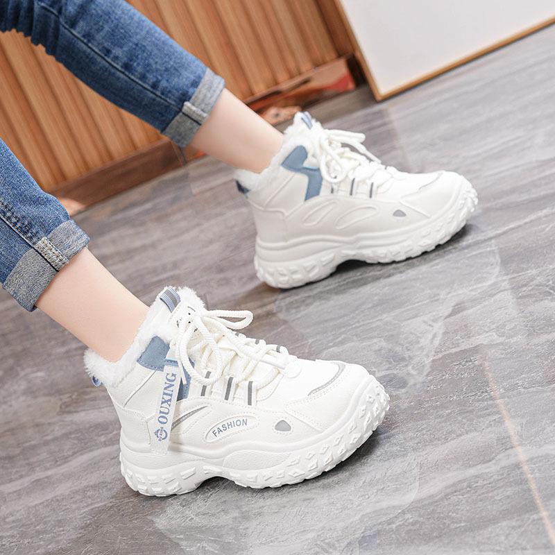 Winter new high-top cotton shoes student ins thick-soled velvet sports boots Q