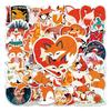 50pcs Cartoon Fox Decorative Stickers for Suitcase, Scooter, Refrigerator, and Car
