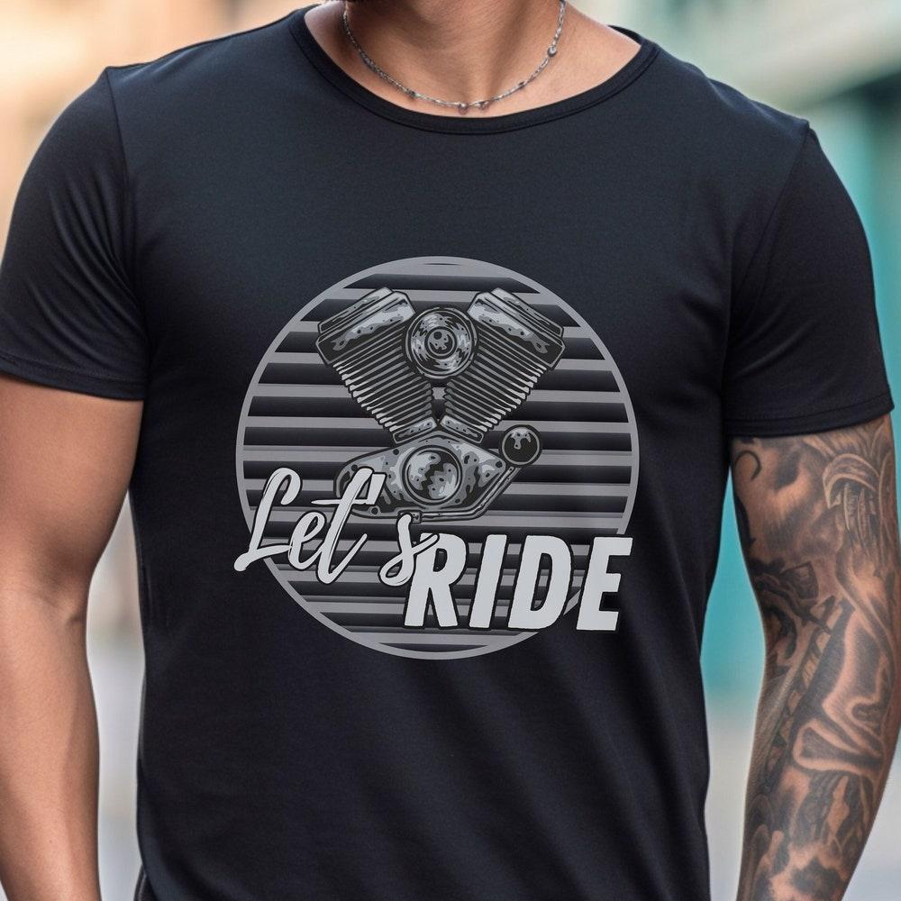 Let s Ride Motorcycle V-Twin Graphic T-Shirt: Biker Gift XL