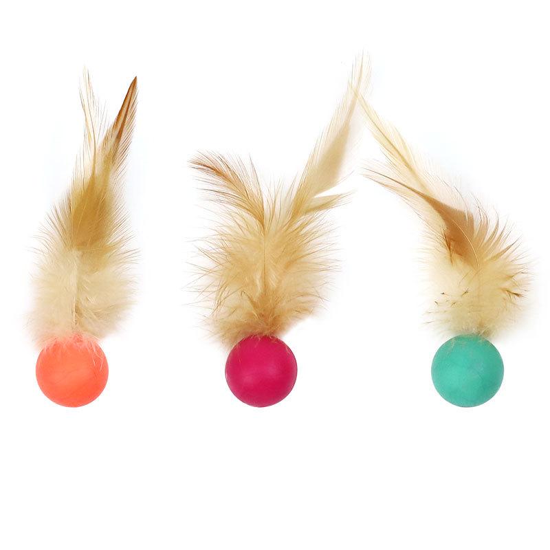 Colorful Elastic Cat Training Toy - 4CM Turntable Ball Ping Pong Play Ball
