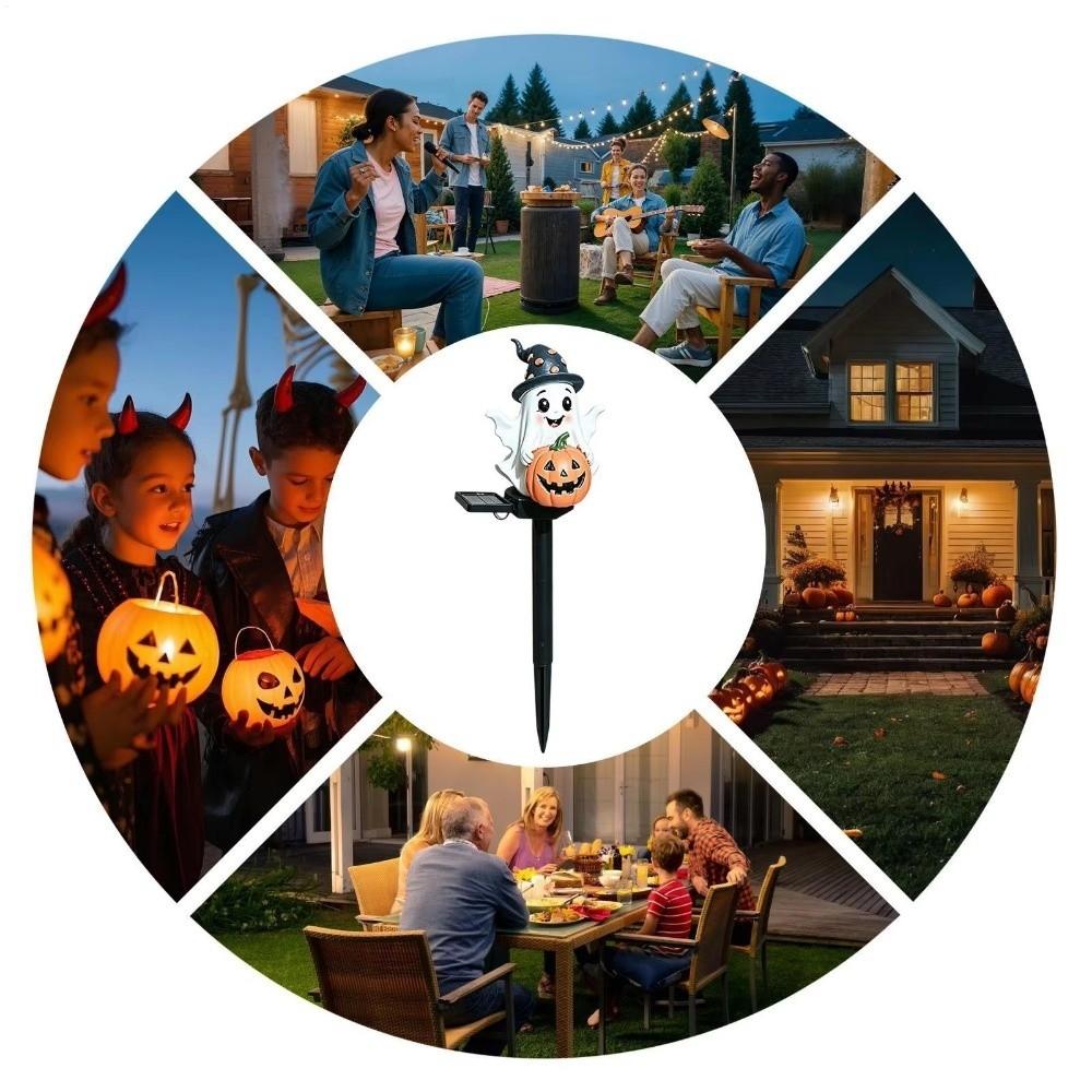 Resin Figurine Solar Halloween Lights Cute Garden Stake Light Solar Ghost Pumpkin Lights Outdoor