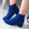 Fashion Spring Autumn Classic Flock Women Ankle Boots Fashion Female Boats Mujer Chunky Heels Comfortable Side Zip Short Bare Booties