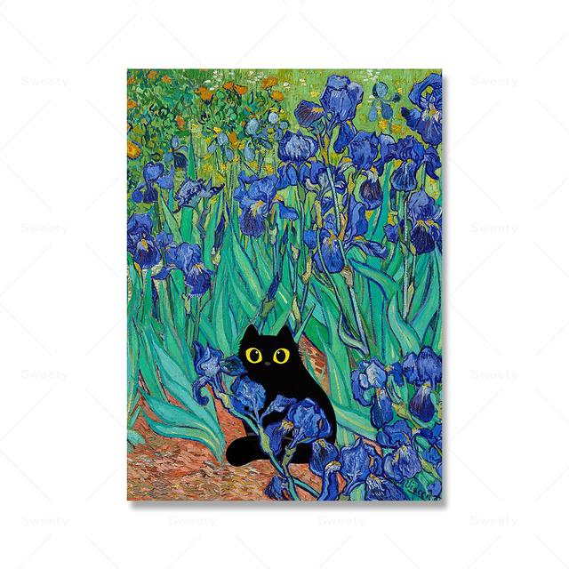 

Ван Гог Художественный принт Ирисы и постер с изображением кота Настенная картина маслом Роза Ваза Абстрактное изображение 21cm×30cm NoFrame