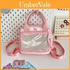 Trendy Japanese Style Sweet Girl Transparent Handbag For Daily Casual Use In Black White Blue Pink Yellow