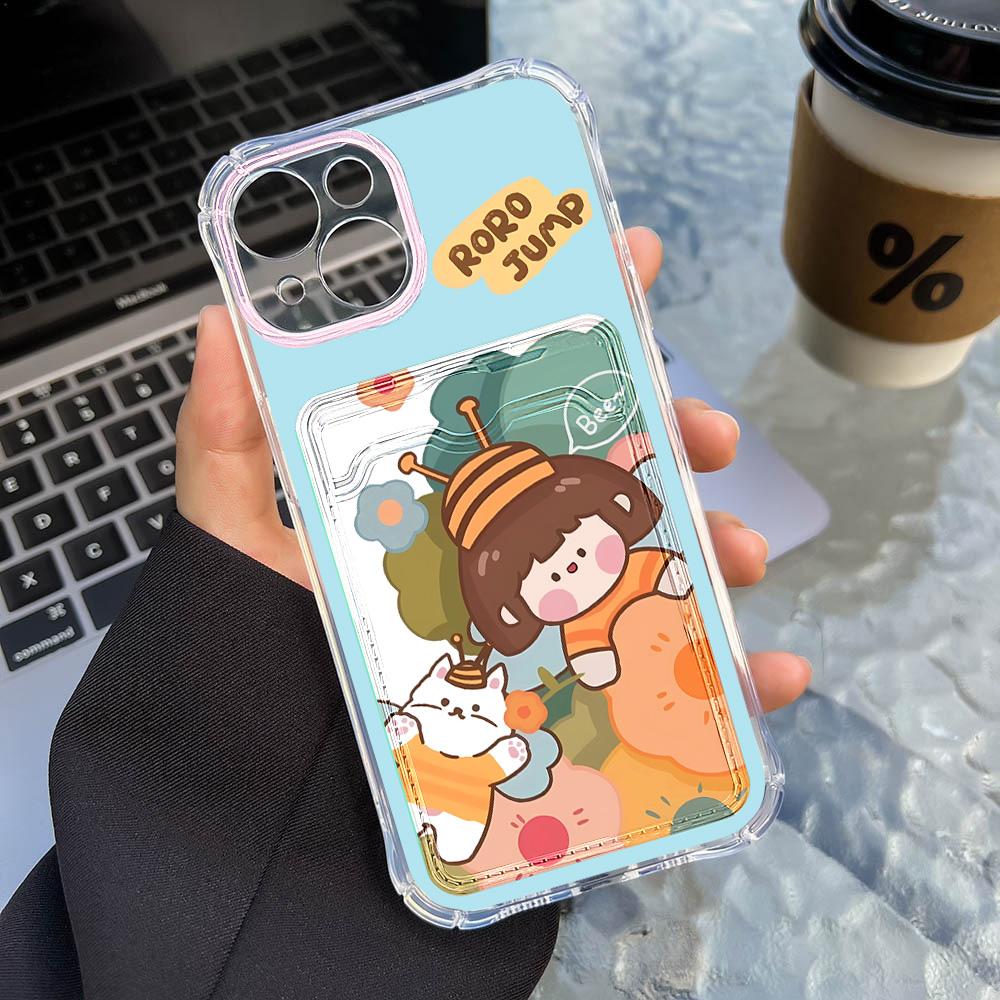 Card Phone Case for iPhone 11 13 XR 15 14 Pro Max iPhone 12 16 7 8 Plus XS Max Samsung S24 S23 A15 A55 A05 A54 Redmi 12 13C 13 9 Cartoon Protection