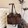 Women's Large Capacity Velvet Leopard Print Shoulder Bag - Retro Korean Style