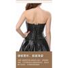 Damen Pu-Leder Boned Korsett Taillentrainer Schlankmachende Shapewear Bustier Top