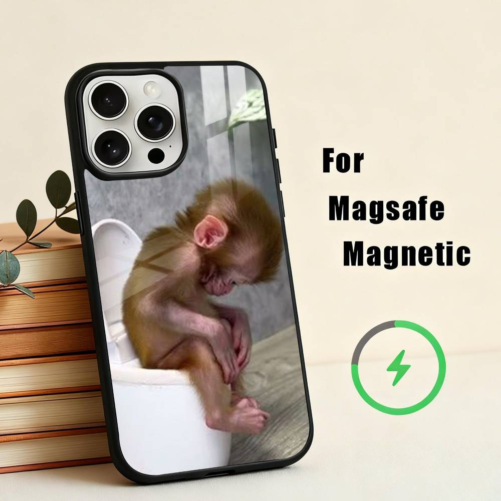 

Funny M-Monkey Memes Phone Case For iPhone17,16,15,14,13,12,11 Plus,For Magnetic Wireless Charge Cover iPhone16