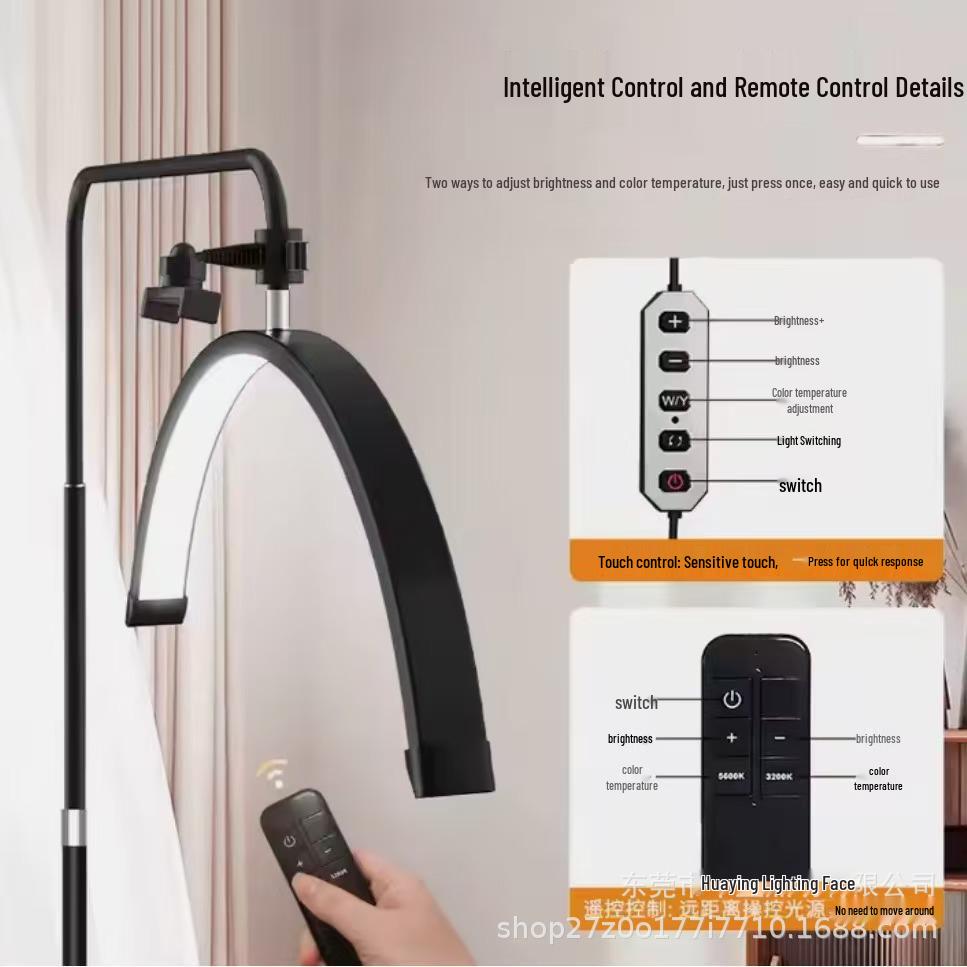 24" LED Half-Moon Beauty Lamp - 36W U-Shaped Floor Light for Manicure, Eyebrow & Eyelash Tattooing with Eye Protection.