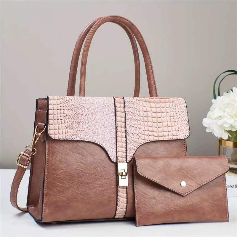 Versatile Stylish Khaki Two-piece Shoulder Tote Bag Set With Spacious Design For Daily Use