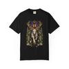Halo Stag Gothic Stained Glass T-Shirt Black Front Print Comfort Colors 1717