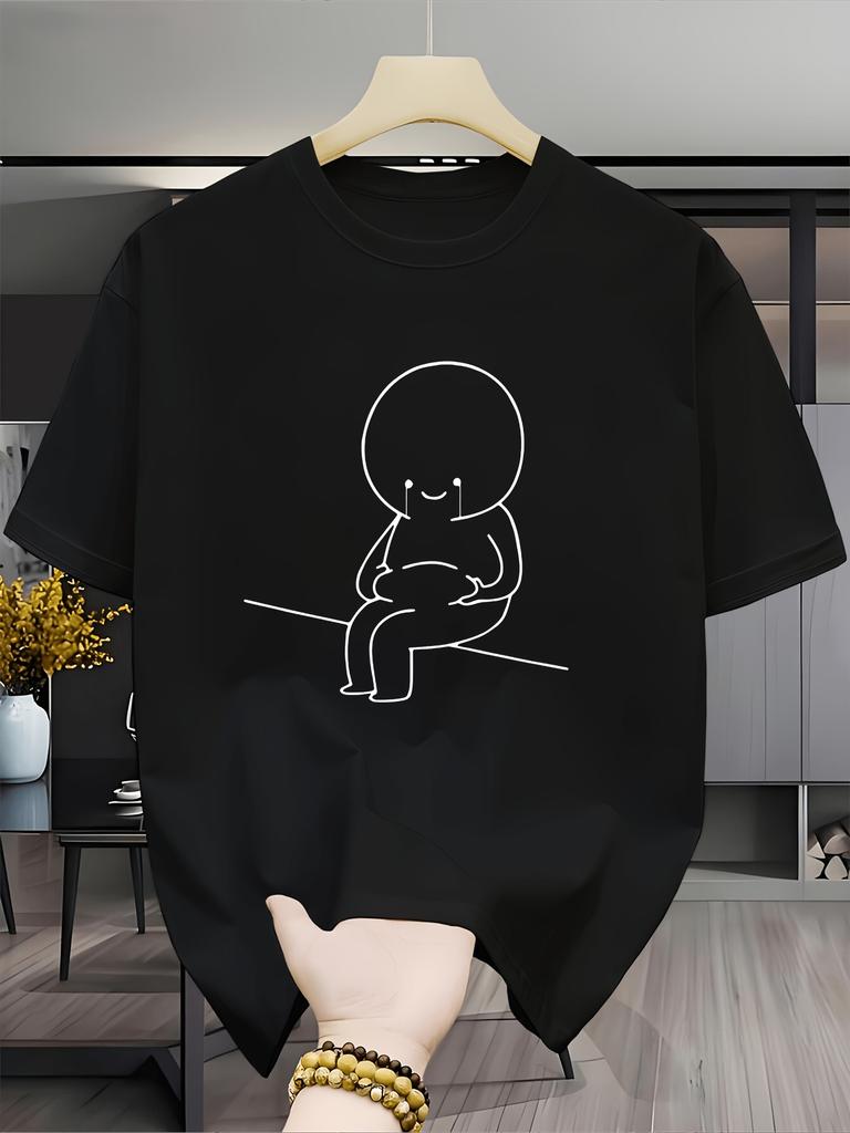 Sad About Gaining Weight Again Graphic Tshirt Unisex Unisex Simple Sad Cartoon Character Short Sleeve Daily Casual Streetwear Tops