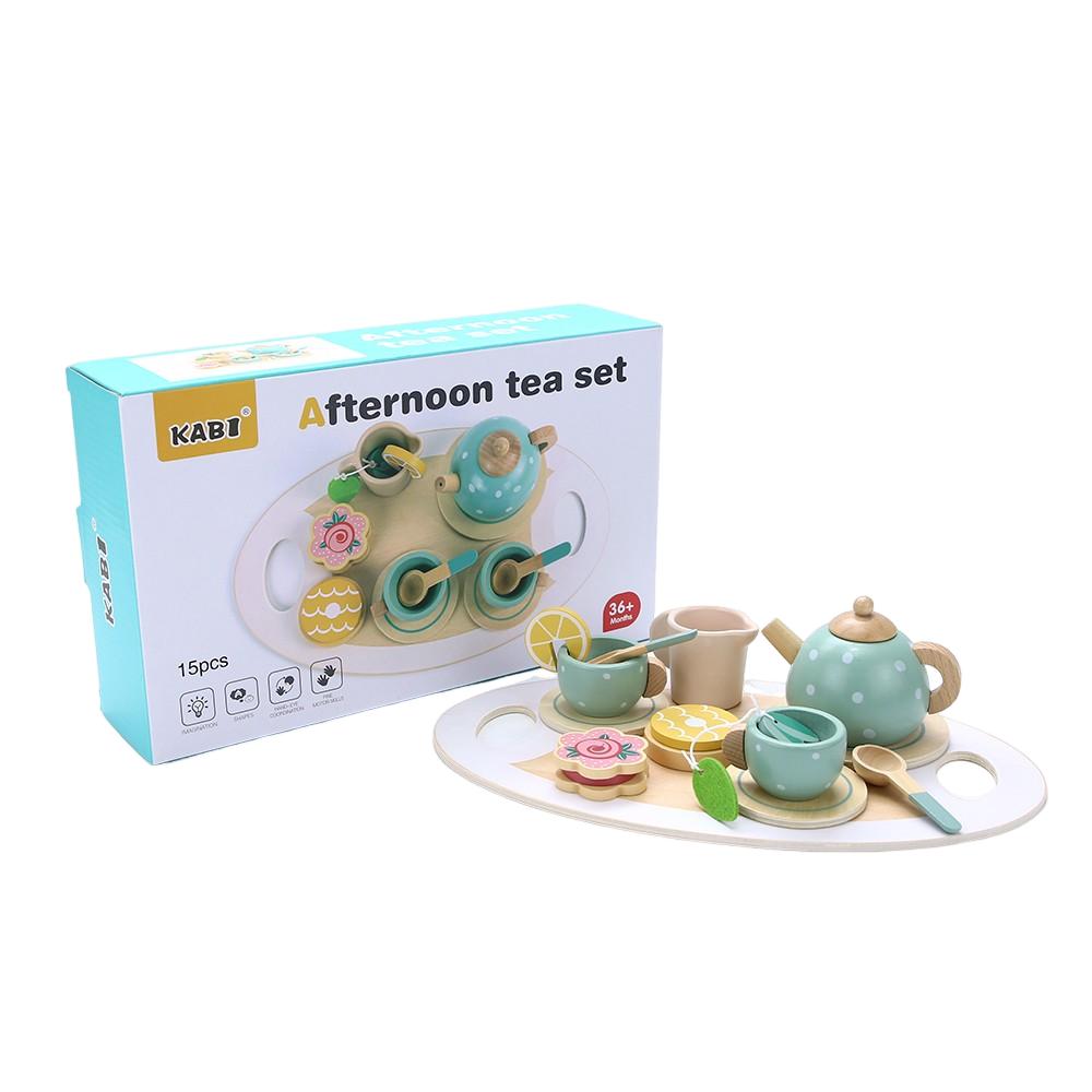 Wooden Children Simulation Afternoon Tea Set Toy Pretend Play Food Learning Role Play Game Early Learning Educational Toys  Playsets for Toddlers G