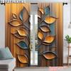 2Pcs Leaf Pattern Curtains Decorative Window Drapes Window Treatments For Bedroom Living Room Home Decoration