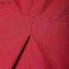 ZANZEA Women Casual Stand Collar Short Sleeve Solid Color Elegant Dress