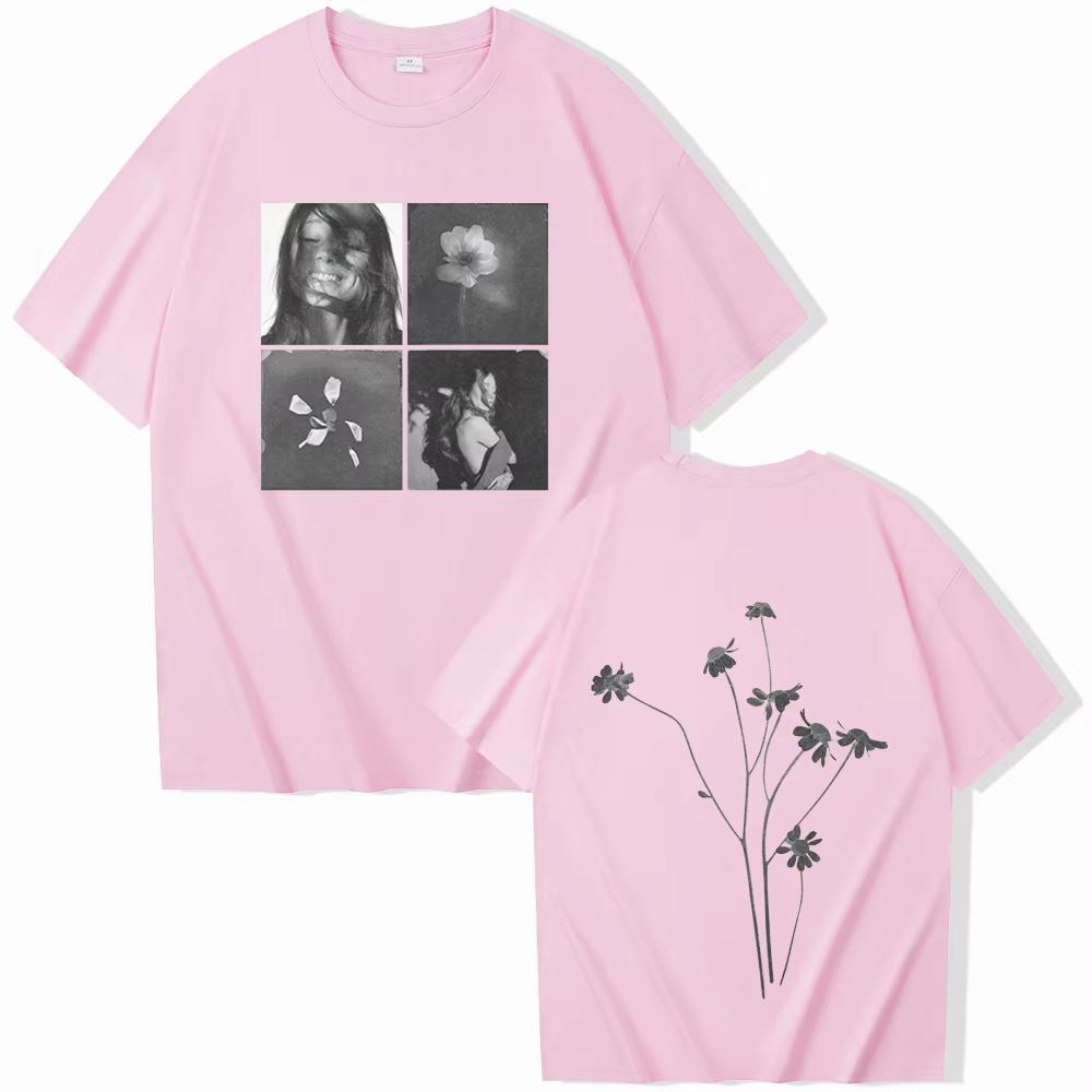 2026 Zomer Mode Trendy T-shirt Populair Ariana-Grande Bloemblaadje T-shirt Man Vrouw Harajuku Korte Mouw Ronde Hals Casual Shirt Y2K