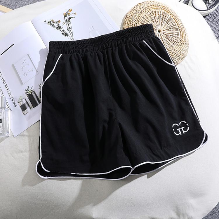 

Летние быстросохнущие брюки, эластичные шорты большого размера, вышитые буквы «А», шорты для дома и спорта, повседневные шорты 2XL чёрный