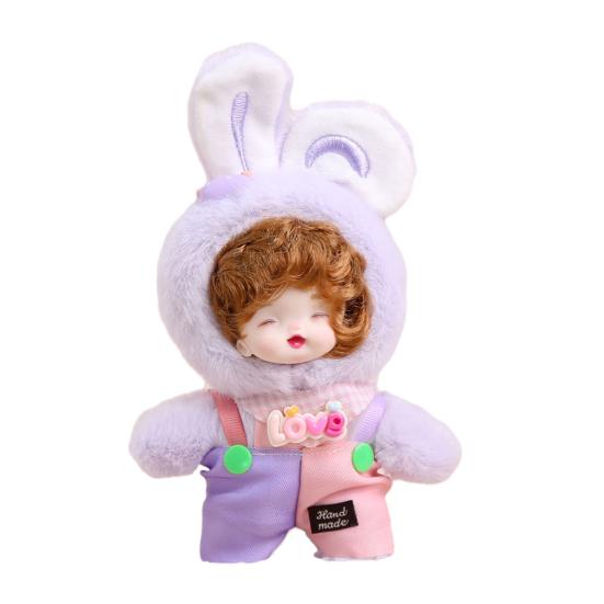 Plush Keychain Pendant Vinyl Face Doll Shape Compact Size Portable Key Chain Bag Decor Key Holder Backpack Ornament