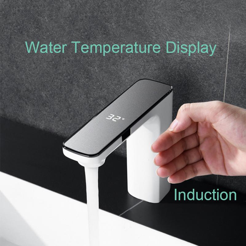 Smart Temperature Display Basin Faucet With Sensing Function LCD Digital Screen Sink Tap Cold And Hot Mixer Bathroom Tap