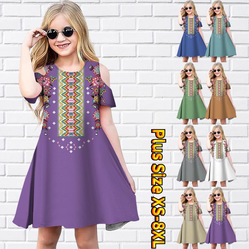 

Платья с цветочным принтом «Роза и шипы» для девочек, детское вечернее платье с открытыми плечами для девочек, платье принцессы, платье с короткими рукавами для девочек старше 4 лет