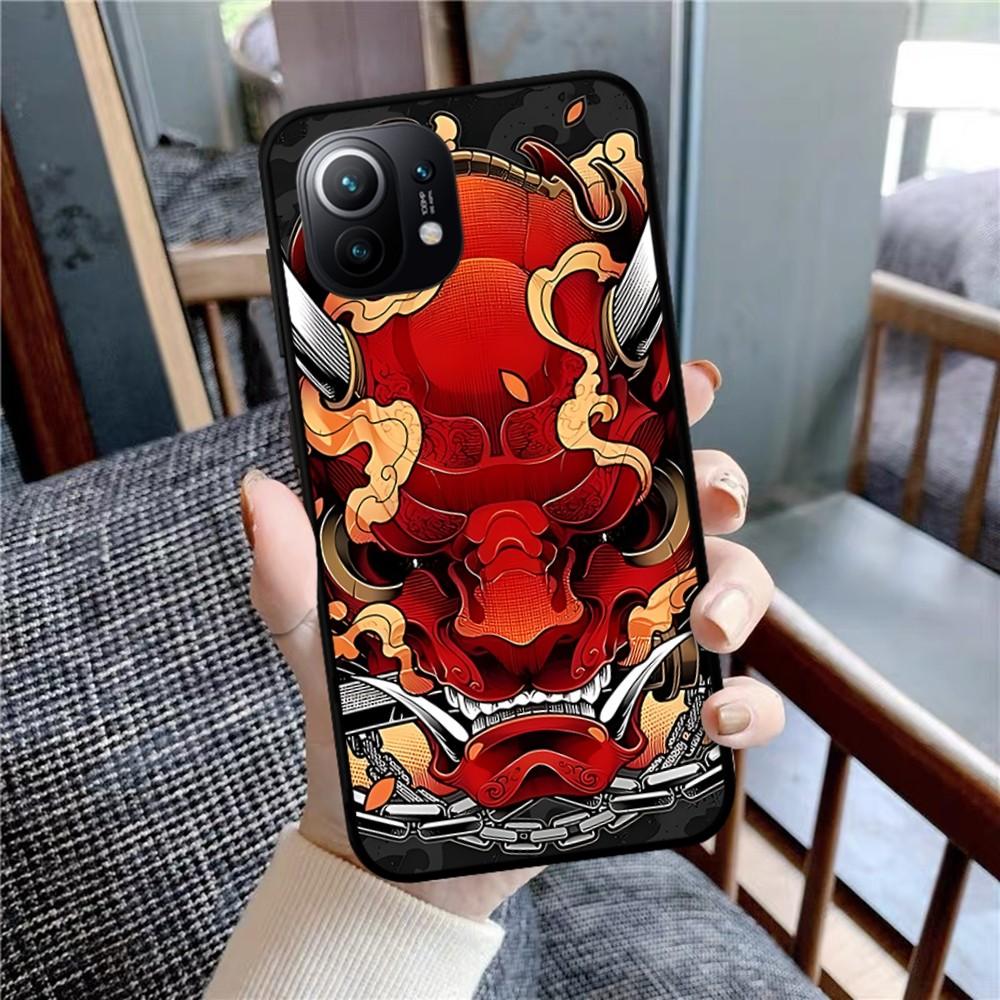 Samurai Oni Mask Phone Case For Xiaomi Mi 5X 8 9 10 11 12 Lite Pro 10T PocoX3pro PocoM3 Note 10 Pro Lite